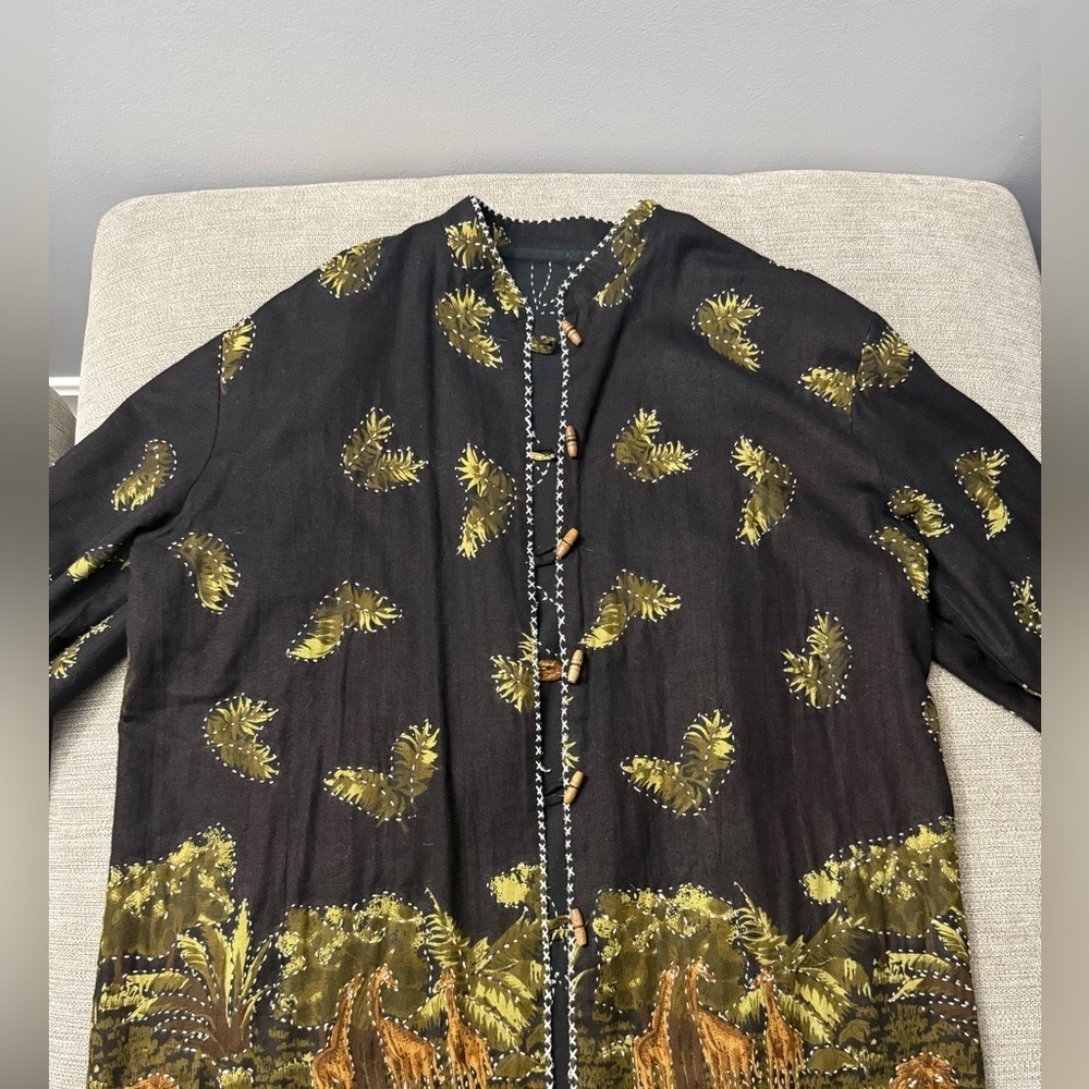VTG Sam Hilu’s Classics Handcrafted Safari Giraffe Animal Print Shirt Cotton M L - Picture 2 of 11